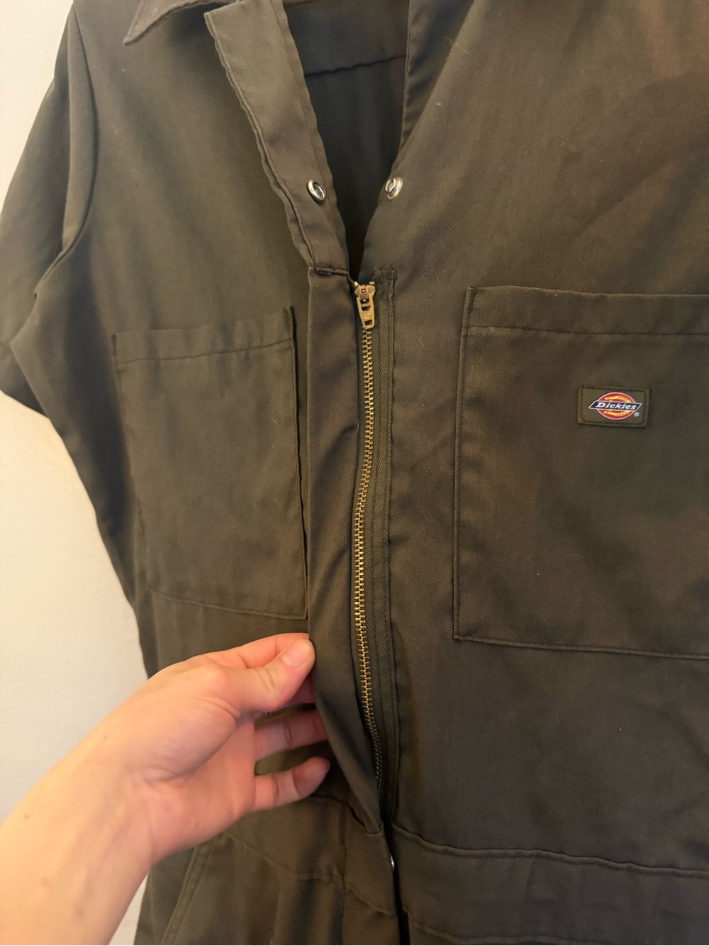 Dickies Olive Short Sleeve Work Jumpsuit
